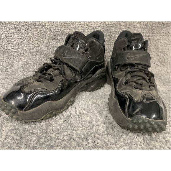 Nike Air Shoes Men’s Size 7.5 Zoom Barry Sanders Black On Black Turf - Picture 1 of 13